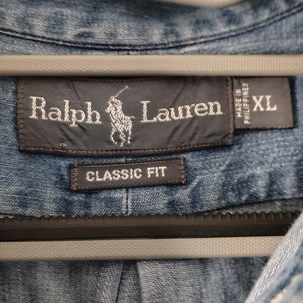 Ralph Lauren Casual Blue Button Down Shirt Vintage 1990s - Picture 5 of 5